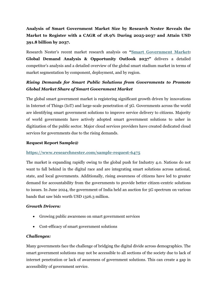 analysis of smart government market size