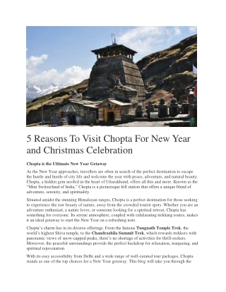 5 reasons to visit chopta for new year