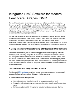 integrated hms software for modern healthcare