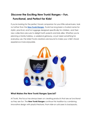 Shop the Latest New Trunki Ranges – Fun Travel Companions for Kids!