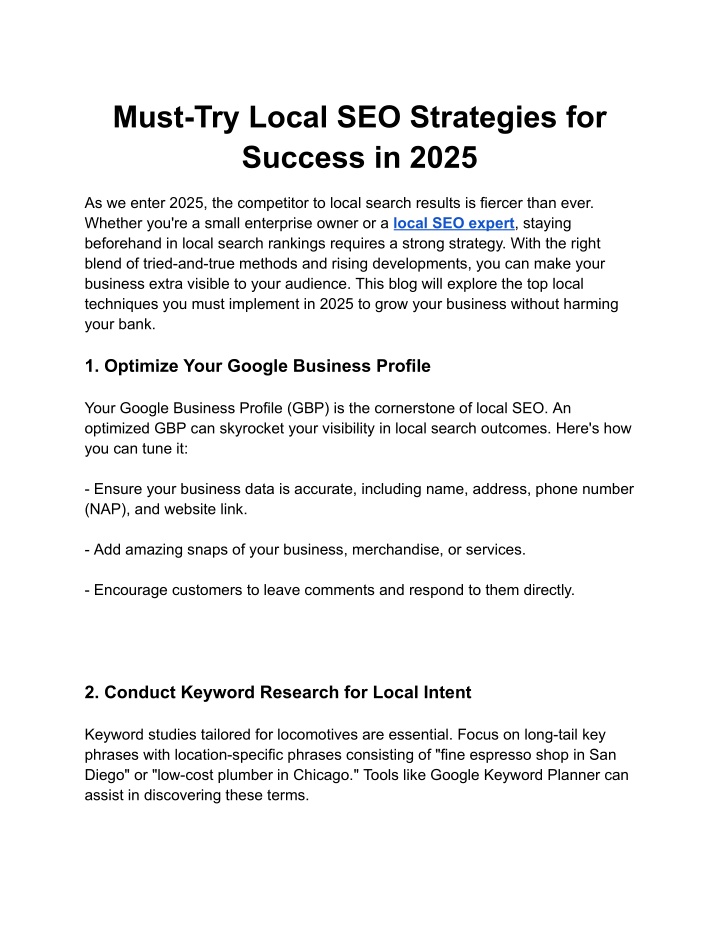 must try local seo strategies for success in 2025