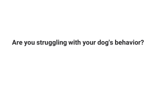 Are you struggling with your dog's behavior