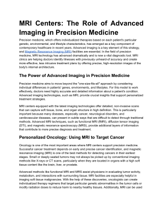 MRI Centers_ The Role of Advanced Imaging in Precision Medicine