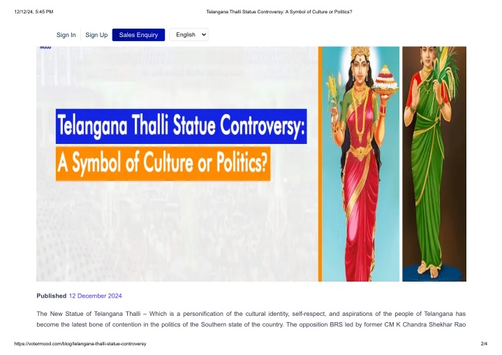 PPT - Telangana Thalli Statue Controversy_ A Symbol Of Culture Or ...