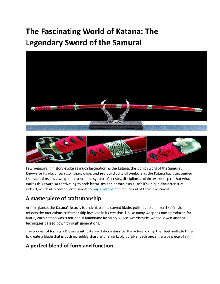 the fascinating world of katana the legendary