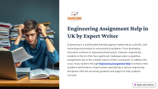 Engineering Assignment Help in UK by Expert Writer