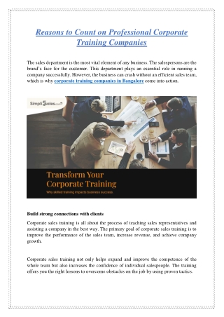 Reasons to Count on Professional Corporate Training Companies