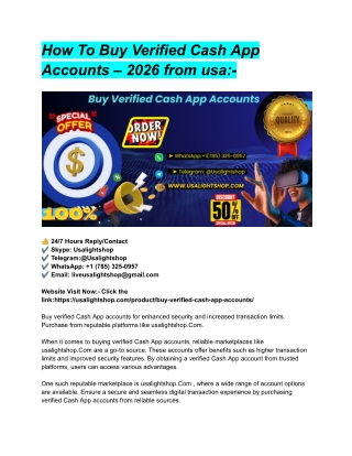 How To Buy Verified Cash App Accounts – 2026 from usa