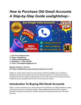 How to Purchase Old Gmail Accounts A Step-by-Step Guide usalightshop