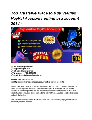 Top Trustable Place to Buy Verified PayPal Accounts online usa account 2024