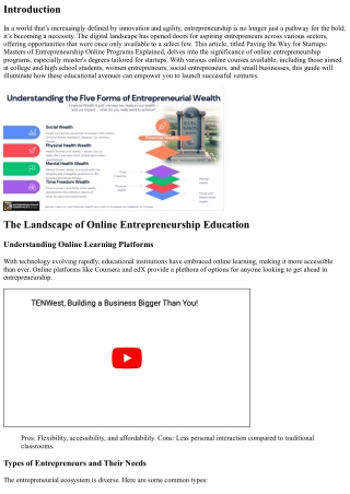 **Paving the Way for Startups: Masters of Entrepreneurship Online Programs Expla
