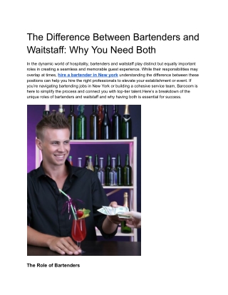 The Difference Between Bartenders and Waitstaff: Why You Need Both