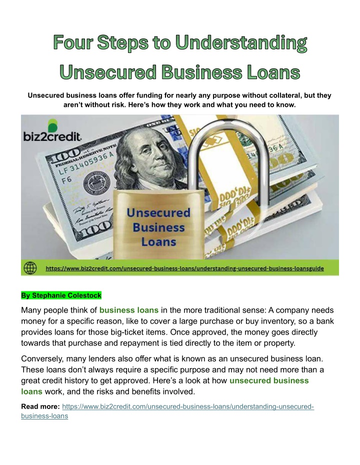 unsecured business loans offer funding for nearly