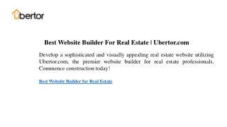 best website builder for real estate ubertor com