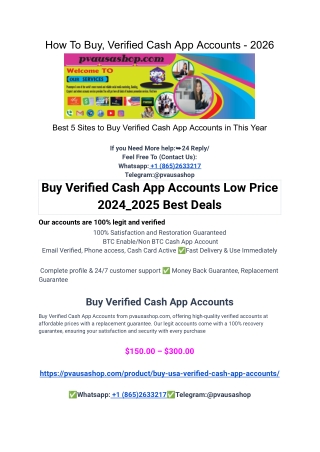 How To Buy, Verified Cash App Accounts - 2026