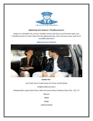 Sightseeing Tours Bodrum  Chauffeurservice.tr