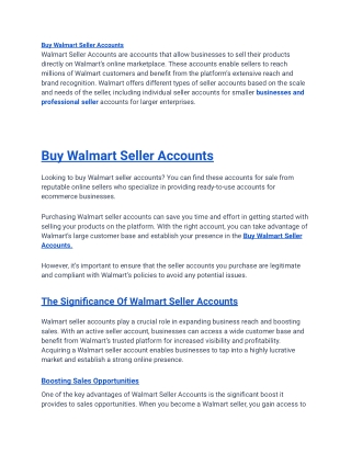 New Update To Buy Walmart Seller Accounts 2025