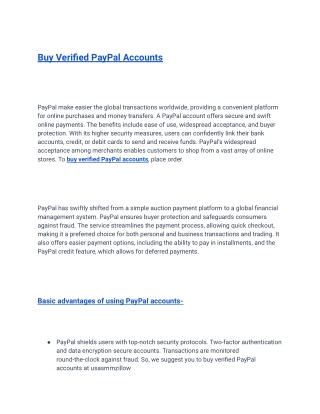 New Update To Buy Verified PayPal Accounts 2025
