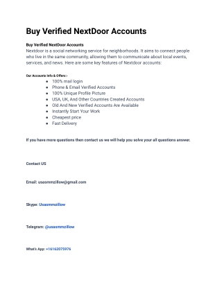 New Update To Buy Verified NextDoor Accounts 2025