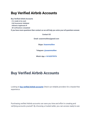 New Update To Buy Verified Airbnb Accounts 2025