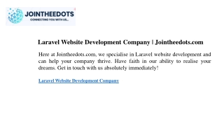 laravel website development company jointheedots