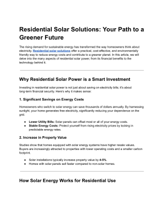 Residential Solar Solutions_ Your Path to a Greener Future