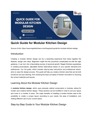 quick guide for modular kitchen design