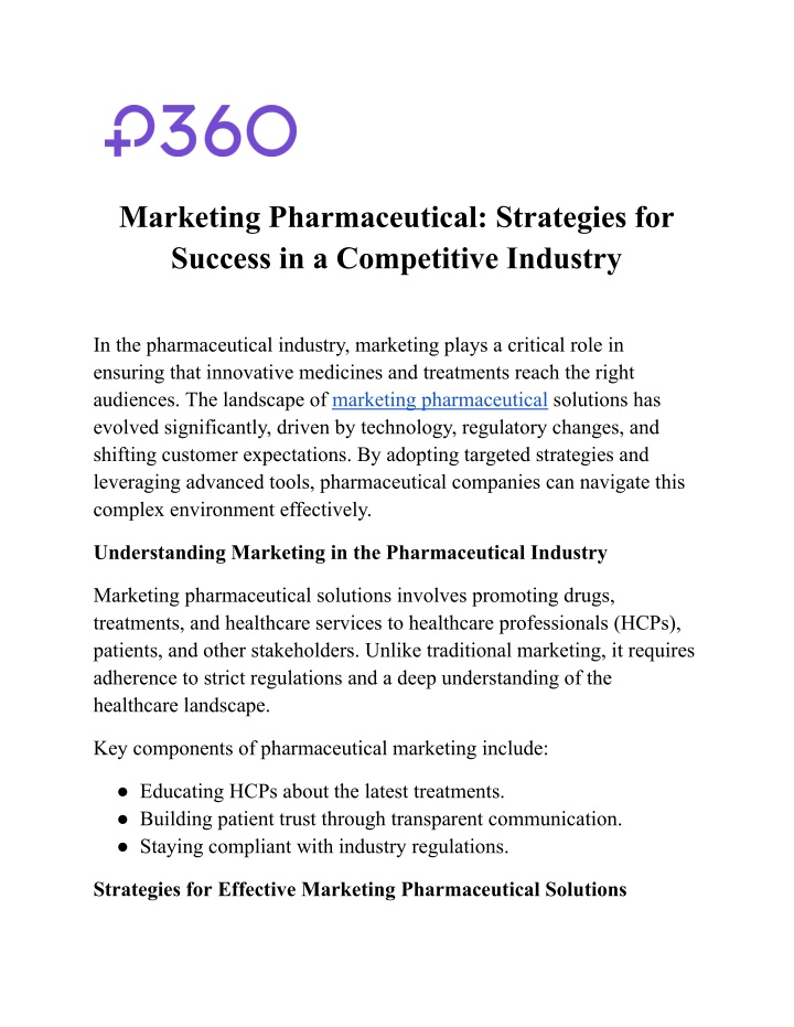 marketing pharmaceutical strategies for success