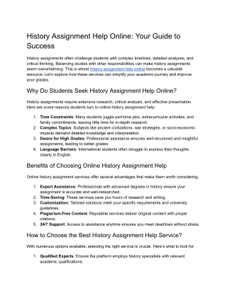 history assignment help online your guide