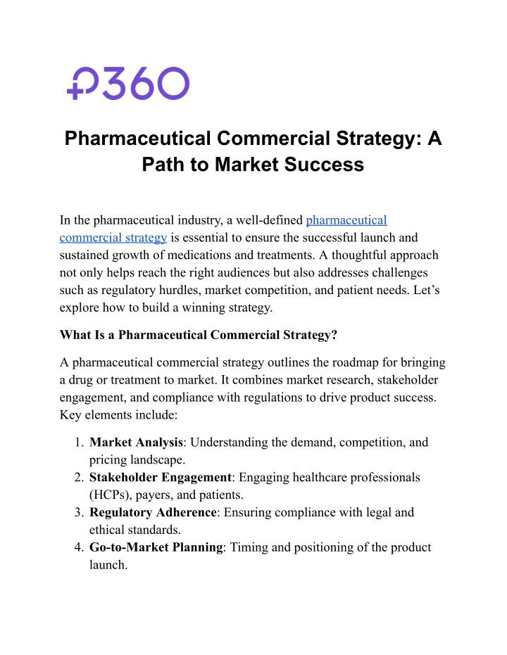 pharmaceutical commercial strategy a path