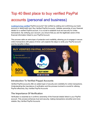 Top 40 Best place to buy verified PayPal accounts (personal and business)