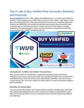 top 01 site to buy verified wise accounts
