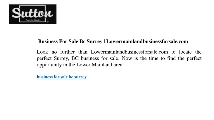 business for sale bc surrey