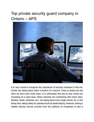 Top private security guard company in Ontario – APS