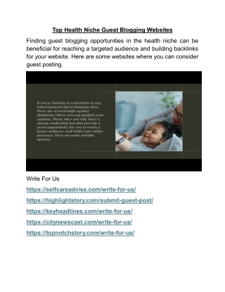 Top Health Niche Guest Blogging Websites