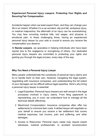 Experienced Personal Injury Lawyers
