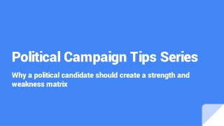 political campaign tips series