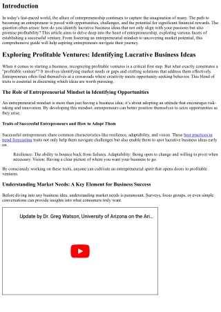 **Exploring Profitable Ventures: Identifying Lucrative Business Ideas**