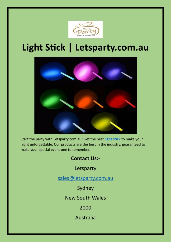 light stick letsparty com au