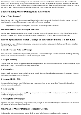 How to Spot Hidden Water Damage in Your Home Before It’s Too Late