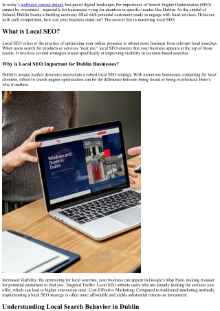 Unlocking Local Success: Why SEO is Vital for Dublin Businesses