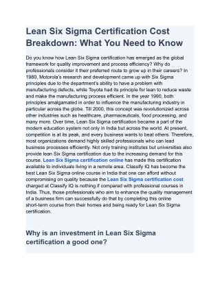 Lean Six Sigma Certification Cost Get Certified, Grow Fast