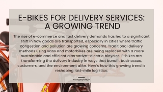 e bikes for delivery services a growing trend