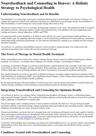 neurofeedback and counseling in denver a holistic