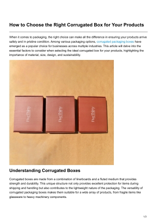 How to Choose the Right Corrugated Box for Your Products