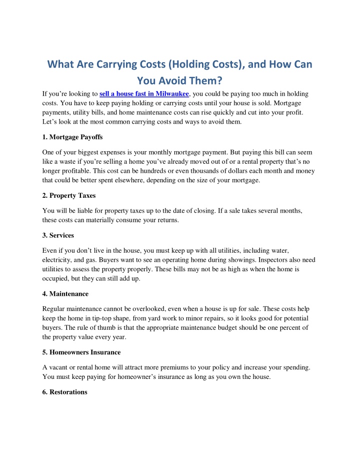 what are carrying costs holding costs