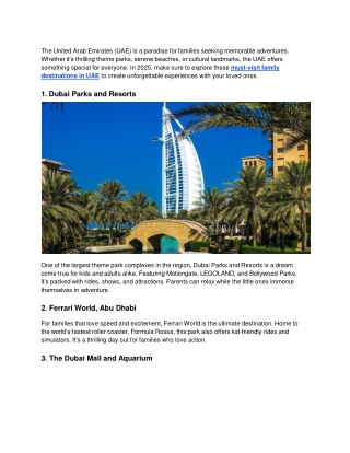 UAE’s 10 Must-Visit Family Destinations in 2025