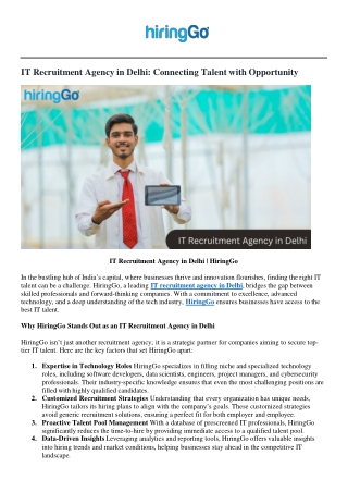 it recruitment agency in delhi connecting talent