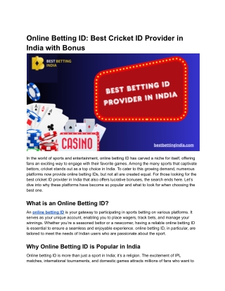 Online Betting ID_ Best Cricket ID Provider in India with Bonus