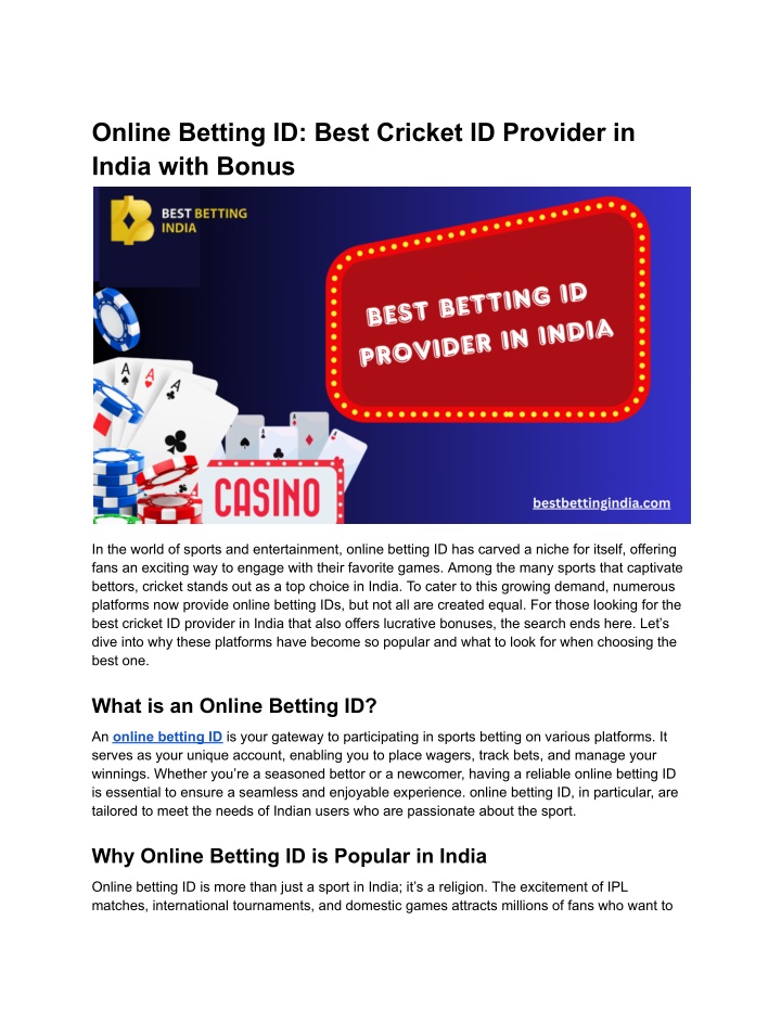 online betting id best cricket id provider